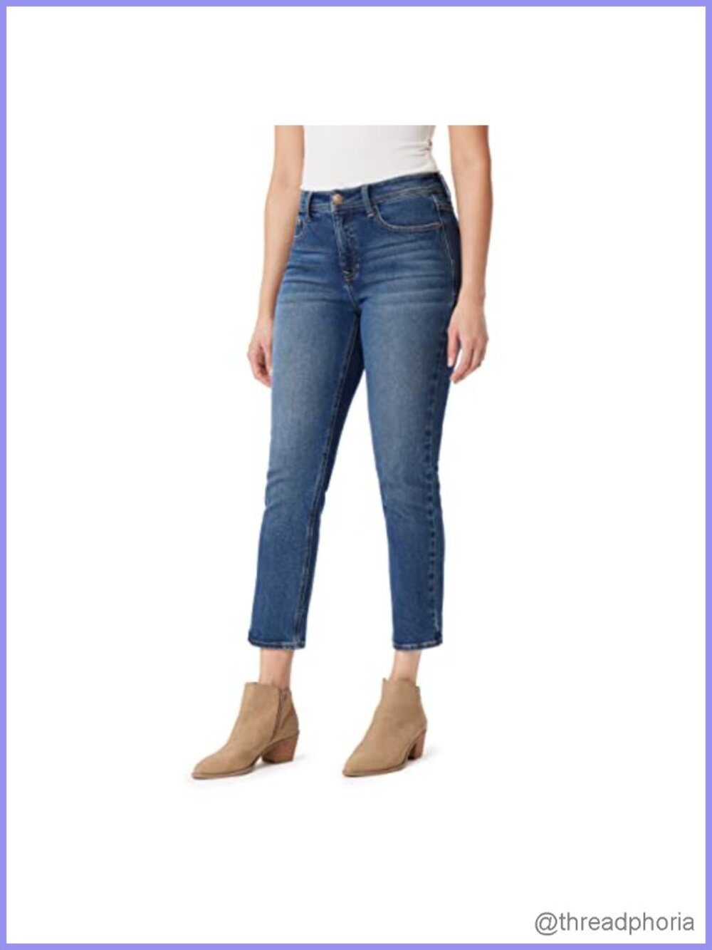Women's High Rise Slim Ankle Jeans Stretch Cotton Blend Casual